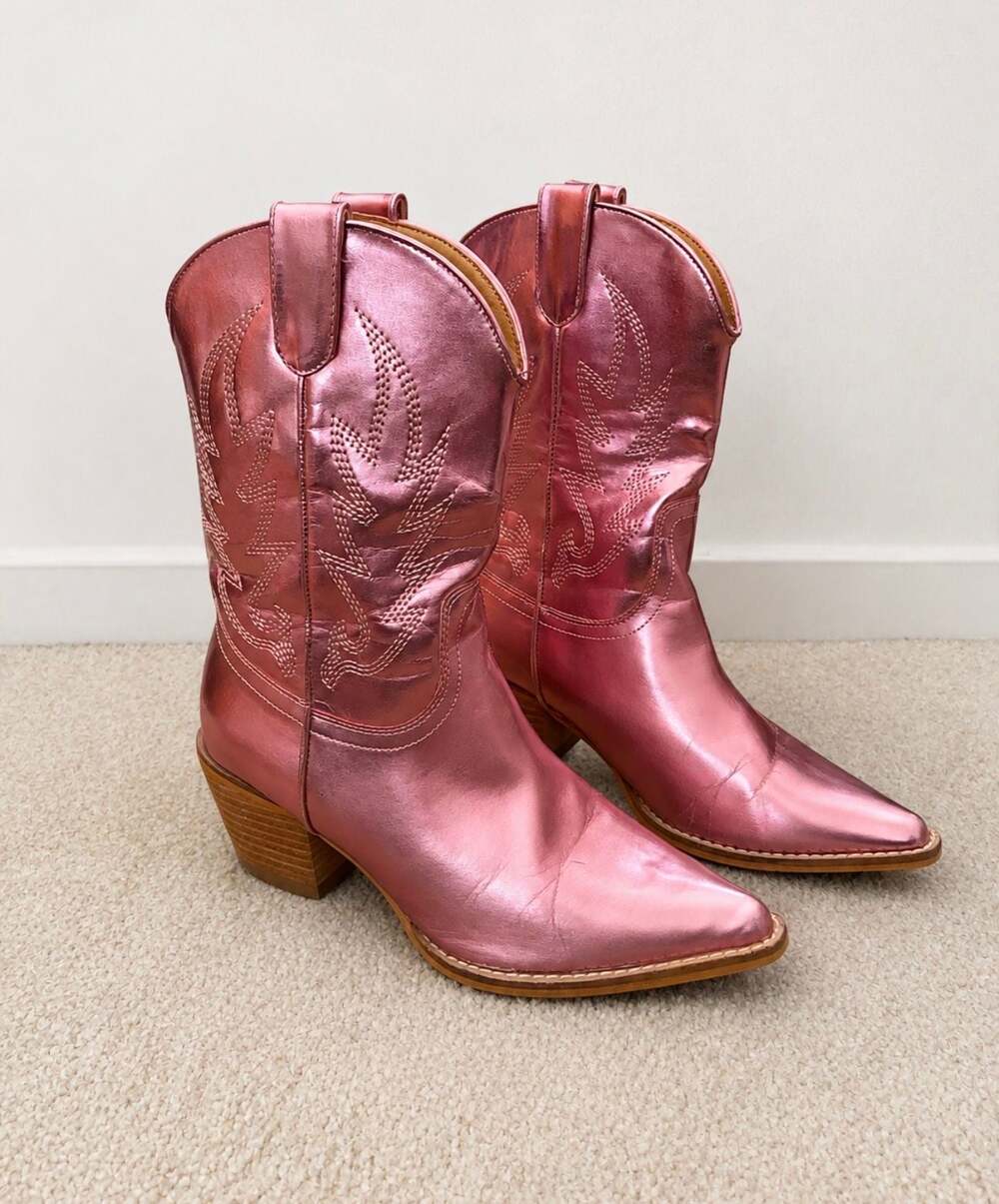 ARider Girl Brandy Metallic Pink Cowgirl Western Boots Women 9 Barbiecore
